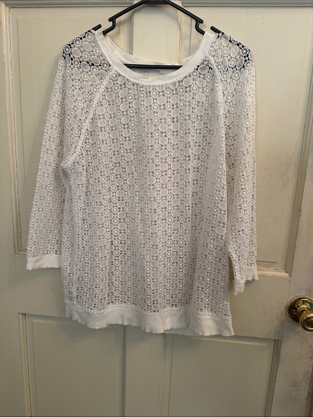 LOFT White Crochet Lace Swim Cover-Up Top